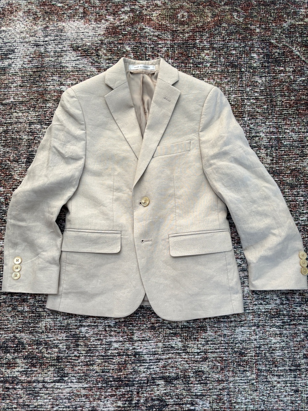 Beige Linen-Blend Blazer - Classic Single-Breasted Jacket